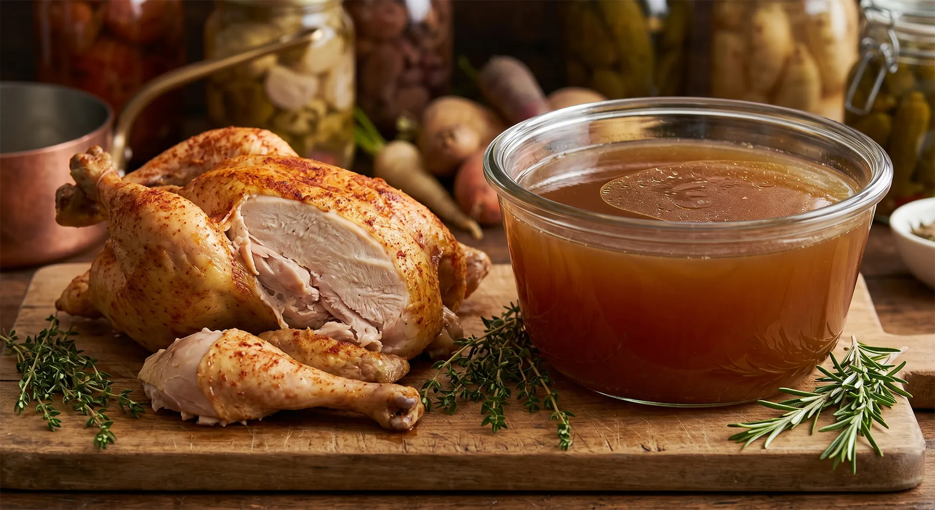 Pressure-Cooked Whole Chicken & Bone Broth